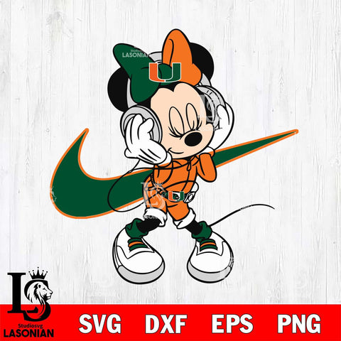 Miami Hurricanes Cute Minnie Mouse Dancing Svg Eps Dxf Png File, NCAA svg, Digital Download, Instant Download