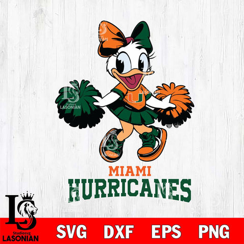 Miami Hurricanes Daisy Duck Cheerleader Disney, Svg Eps Dxf Png File, Digital Download