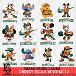 Miami Hurricanes Disney NCAA Bundle Svg PNG 12 Svg Eps Dxf Png File, Digital Download