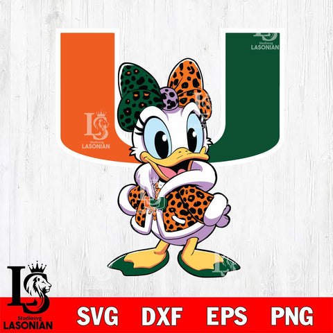 Miami Hurricanes Fancy Daisy Duck Disney Svg Eps Dxf Png File, Digital Download, Instant Download