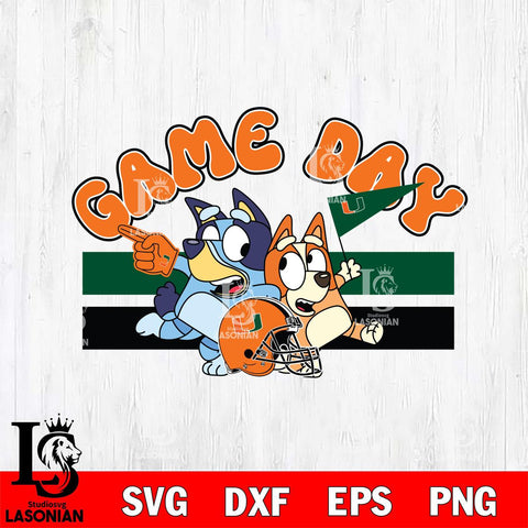 Miami Hurricanes Game Day Bluey Svg Eps Dxf Png File, Digital Download, Instant Download