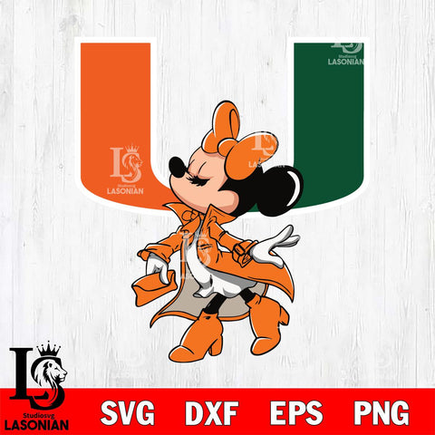 Miami Hurricanes Glamorous Minnie Svg Eps Dxf Png File, Digital Download, Instant Download