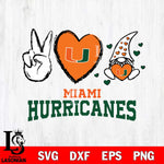 Miami Hurricanes Gnomes Peace & Love Svg Eps Dxf Png File, Digital Download, Instant Download