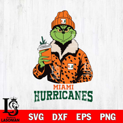 Miami Hurricanes Grinch Christmas Cut Files Cricut, Svg Dxf Eps Png file, Digital download , Silhouette