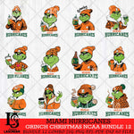 Miami Hurricanes Grinch Christmas NCAA Bundle 12 Svg Eps Dxf Png File,Cricut files, Digital Download, Instant Download