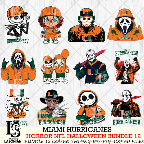 Miami Hurricanes Halloween Bundle 12 SVG Svg Eps Dxf Png File, NCAA bundle svg, Digital Download, Instant Download