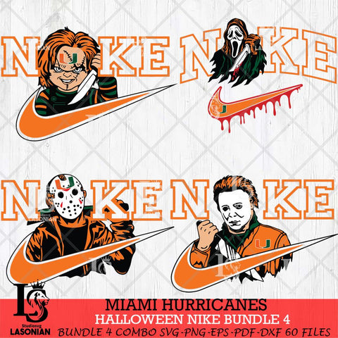 Miami Hurricanes Halloween Nike NCAA Bundle 4 Svg Eps Dxf Png File, Digital Download, Instant Download