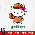 Miami Hurricanes Hello Kitty Best Fan Svg Eps Dxf Png File, Digital Download, Instant Download