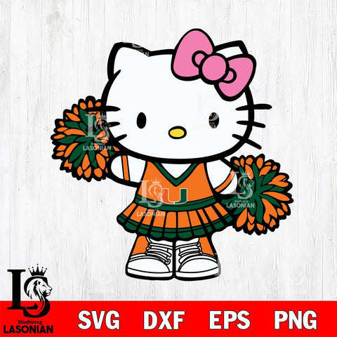 Miami Hurricanes Hello Kitty Cheerleader 11 Svg Eps Dxf Png File, Digital Download, Instant Download