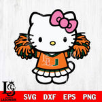 Miami Hurricanes Hello Kitty Cheerleader 3 Svg Eps Dxf Png File, Digital Download, Instant Download