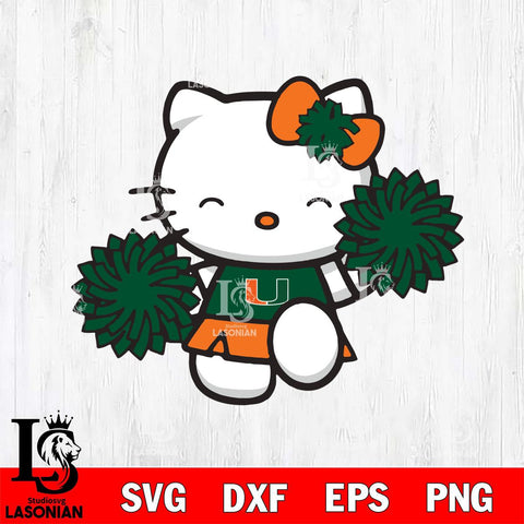 Miami Hurricanes Hello Kitty Cheerleader Svg Eps Dxf Png File, Digital Download, Instant Download