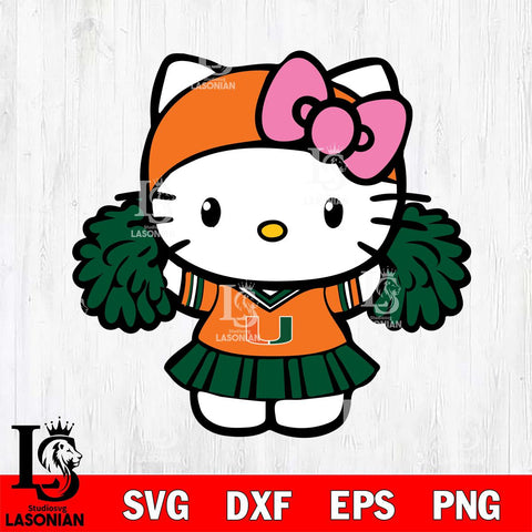 Miami Hurricanes Hello Kitty Cheerleader 5 Svg Eps Dxf Png File, Digital Download, Instant Download