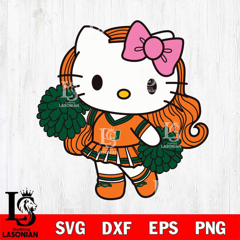 Miami Hurricanes Hello Kitty Cheerleader 7 Svg Eps Dxf Png File, Digital Download, Instant Download