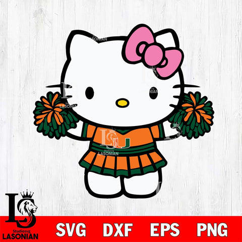 Miami Hurricanes Hello Kitty Cheerleader 9 Svg Eps Dxf Png File, Digital Download, Instant Download