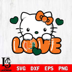 Miami Hurricanes Hello Kitty Love Svg Eps Dxf Png File, Digital Download, Instant Download