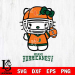 Miami Hurricanes Hello Kitty NCAA 1 Svg Eps Dxf Png File, Digital Download, Instant Download