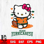 Miami Hurricanes Hello Kitty NCAA 3 Svg Eps Dxf Png File, Digital Download, Instant Download