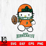 Miami Hurricanes Hello Kitty NCAA 4 Svg Eps Dxf Png File, Digital Download, Instant Download