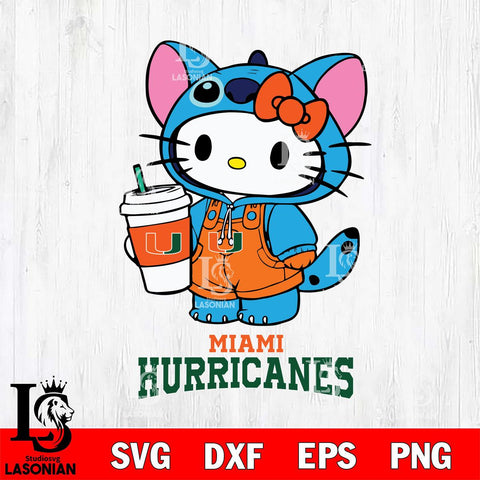 Miami Hurricanes Hello Kitty Stitch Svg Eps Dxf Png File, NCAA svg, Digital Download, Instant Download