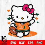 Miami Hurricanes Hello Kitty sport 10 Svg Eps Dxf Png File, NCAA svg, Digital Download, Instant Download