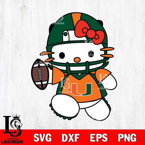 Miami Hurricanes Hello Kitty sport 11 Svg Eps Dxf Png File, NCAA svg, Digital Download, Instant Download