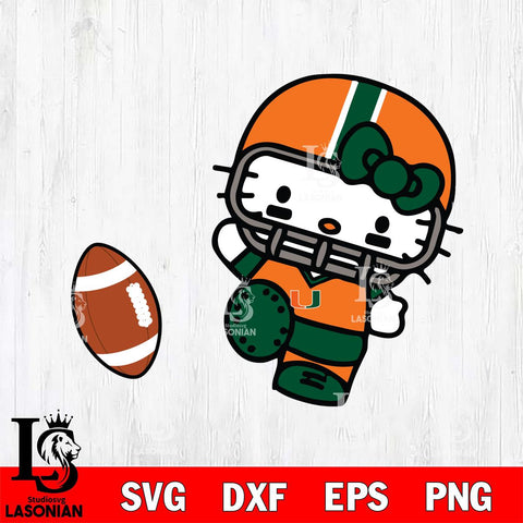 Miami Hurricanes Hello Kitty sport 12 Svg Eps Dxf Png File, NCAA svg, Digital Download, Instant Download