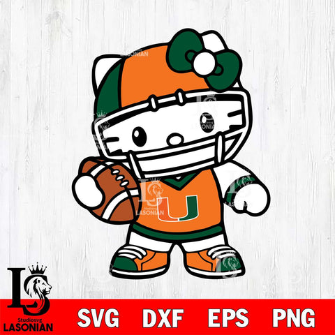 Miami Hurricanes Hello Kitty sport 2 Svg Eps Dxf Png File, NCAA svg, Digital Download, Instant Download