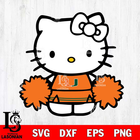 Miami Hurricanes Hello Kitty sport 3 Svg Eps Dxf Png File, NCAA svg, Digital Download, Instant Download