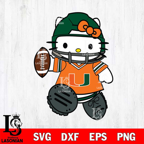 Miami Hurricanes Hello Kitty sport Svg Eps Dxf Png File, NCAA svg, Digital Download, Instant Download