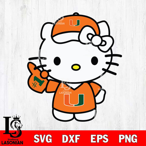 Miami Hurricanes Hello Kitty sport 5 Svg Eps Dxf Png File, NCAA svg, Digital Download, Instant Download