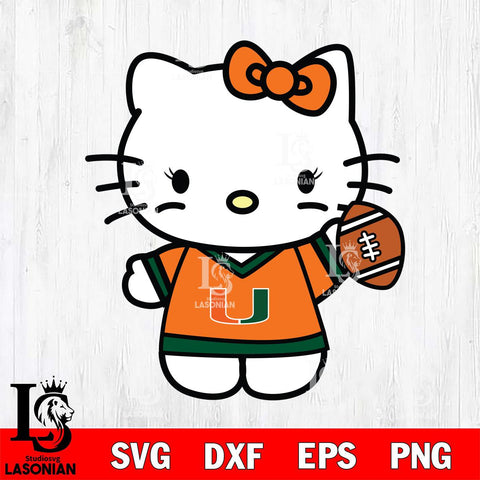 Miami Hurricanes Hello Kitty sport 7 Svg Eps Dxf Png File, NCAA svg, Digital Download, Instant Download