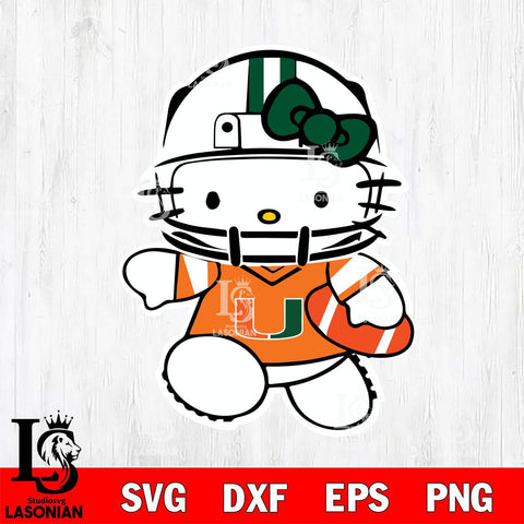 Miami Hurricanes Hello Kitty sport 8 Svg Eps Dxf Png File, NCAA svg, Digital Download, Instant Download