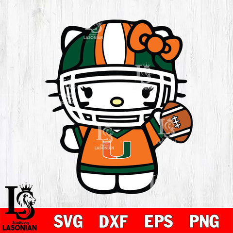 Miami Hurricanes Hello Kitty sport 9 Svg Eps Dxf Png File, NCAA svg, Digital Download, Instant Download