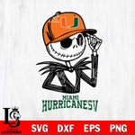 Miami Hurricanes Jack Skellington 3 Halloween Svg Eps Dxf Png File, NCAA svg, Digital Download, Instant Download