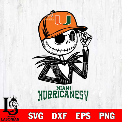 Miami Hurricanes Jack Skellington 3 Halloween Svg Eps Dxf Png File, NCAA svg, Digital Download, Instant Download