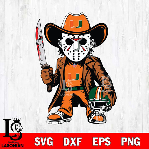 Miami Hurricanes Jason Voorhees Horror Svg Eps Dxf Png File, NCAA svg, Digital Download, Instant Download