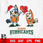 Miami Hurricanes Love Bluey Christmas Svg Eps Dxf Png File, Digital Download