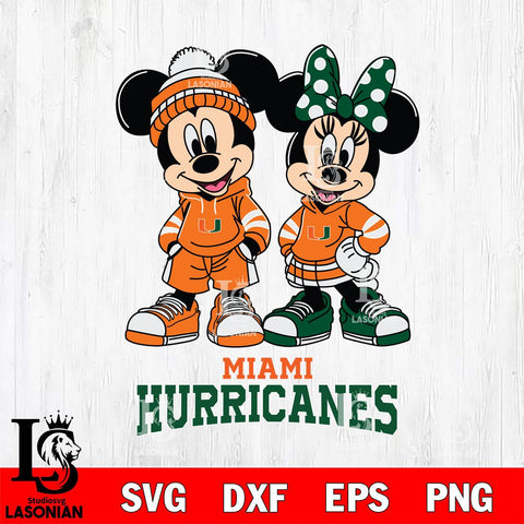 Miami Hurricanes Mickey Minnie Rugby Hoodie Svg Eps Dxf Png File, NCAA svg , File Cut , Digital Download , Instant Download, Cut Svg Files