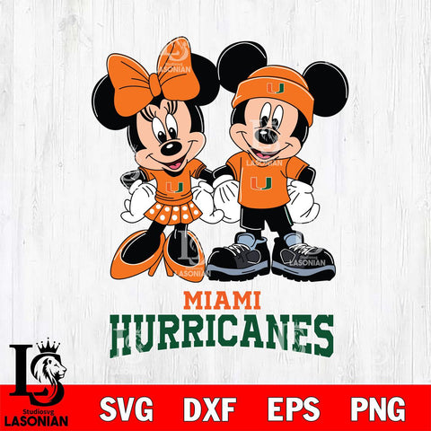 Miami Hurricanes Mickey Minnie Rugby ball Svg Eps Dxf Png File, NCAA svg , File Cut , Digital Download , Instant Download, Cut Svg Files