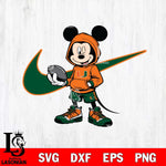 Miami Hurricanes Mickey Wearing Hoodie Sport Svg Eps Dxf Png File, NCAA svg, Digital Download, Instant Download