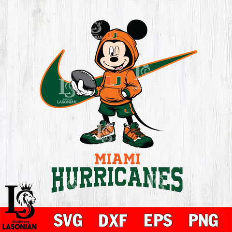 Miami Hurricanes Mikey Mouse Disney NIKE, Svg Eps Dxf Png File, Digital Download