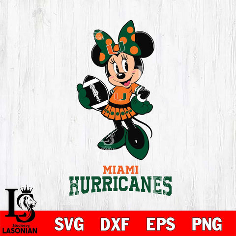 Miami Hurricanes Minnie Mouse, Svg Eps Dxf Png File, Digital Download