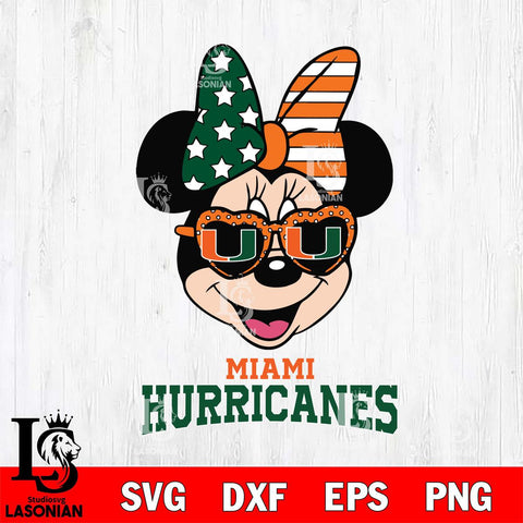 Miami Hurricanes Minnie Mouse Love 2, Svg Eps Dxf Png File, Digital Download