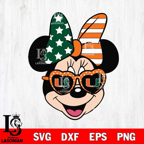 Miami Hurricanes Minnie Mouse Love Svg Eps Dxf Png File, NCAA svg, Digital Download, Instant Download