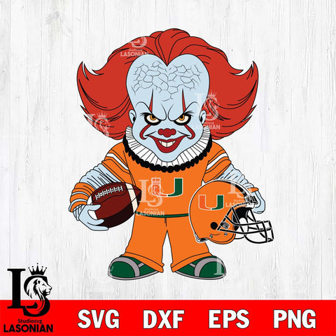 Miami Hurricanes Pennywise Horror Sport Svg Eps Dxf Png File, Digital Download