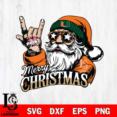 Miami Hurricanes Rock Santa Claus Football Svg dxf eps png pdf file,NCAA svg,Digital Download,Cricut file