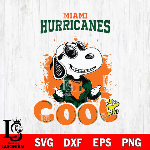 Miami Hurricanes Snoopy Sport 7 Svg Eps Dxf Png File, Digital Download