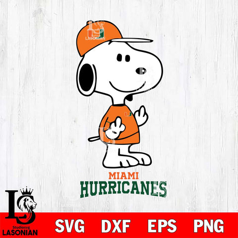 Miami Hurricanes Snoopy Sport 8 Svg Eps Dxf Png File, Digital Download