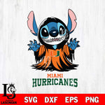 Miami Hurricanes Stitch Ghost Svg Eps Dxf Png File, NCAA svg, Digital Download, Instant Download