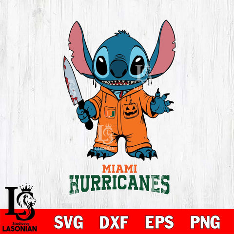 Miami Hurricanes Stitch Horror 2 Svg Eps Dxf Png File, NCAA svg, Digital Download, Instant Download